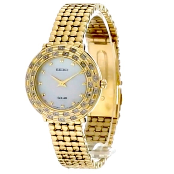 Seiko Women's TRESSIA Japanese-Quartz Watch with Gold-Tone-Stainless-Steel Strap - Picture 4 of 8